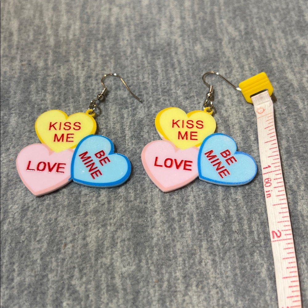 Earrings Valentine’s Day‎ conversation triple heart dangle light colorful new - Picture 4 of 5